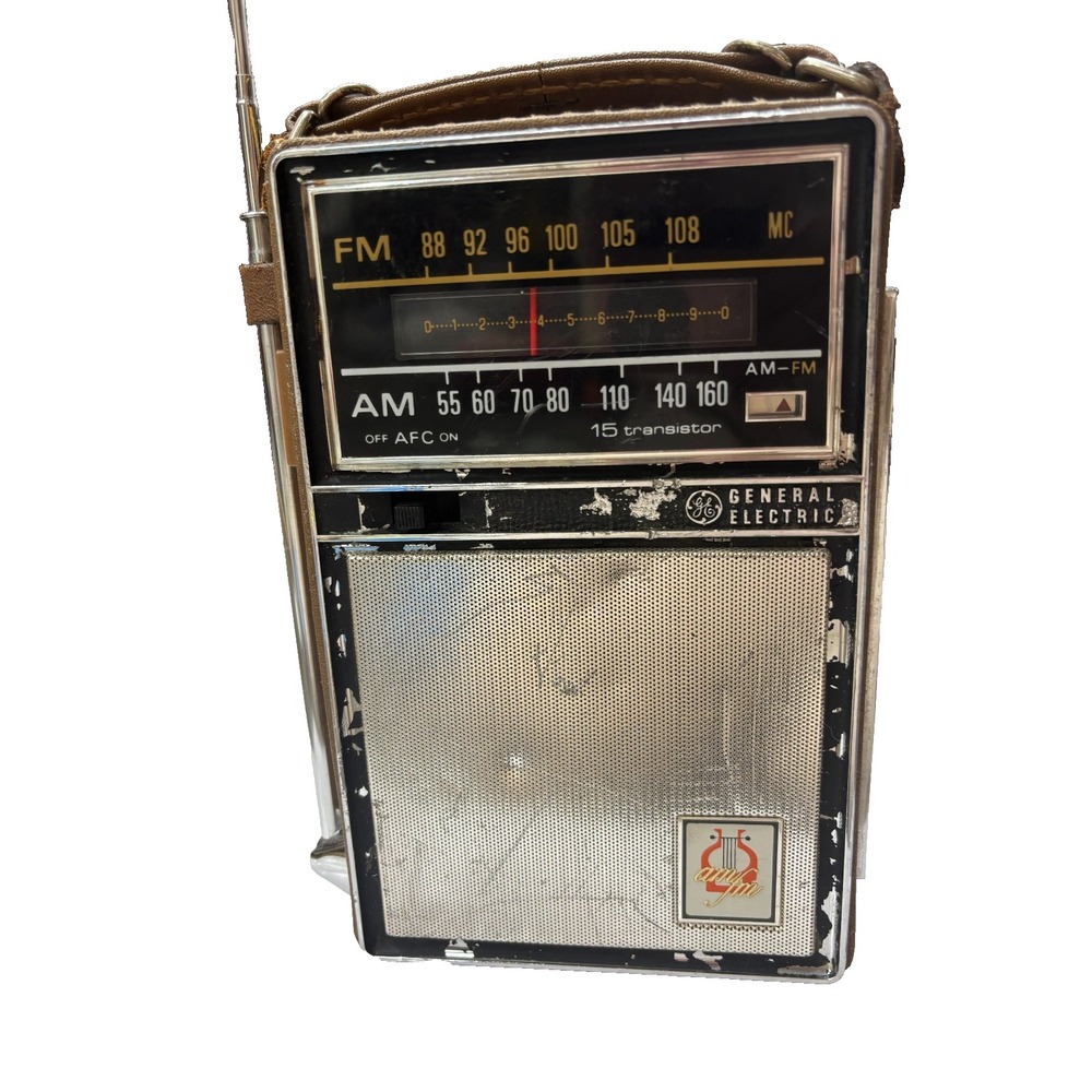 Vtg GE General Electric Portable Radio AM/FM Transistor P-975F Tested-Works